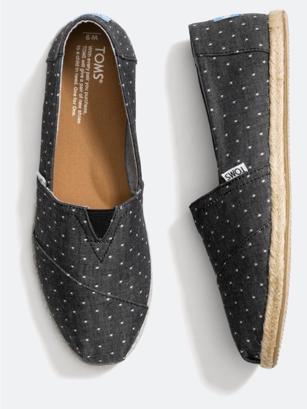 TOMS Black Polka Dot Espadrille Slip-On Shoes